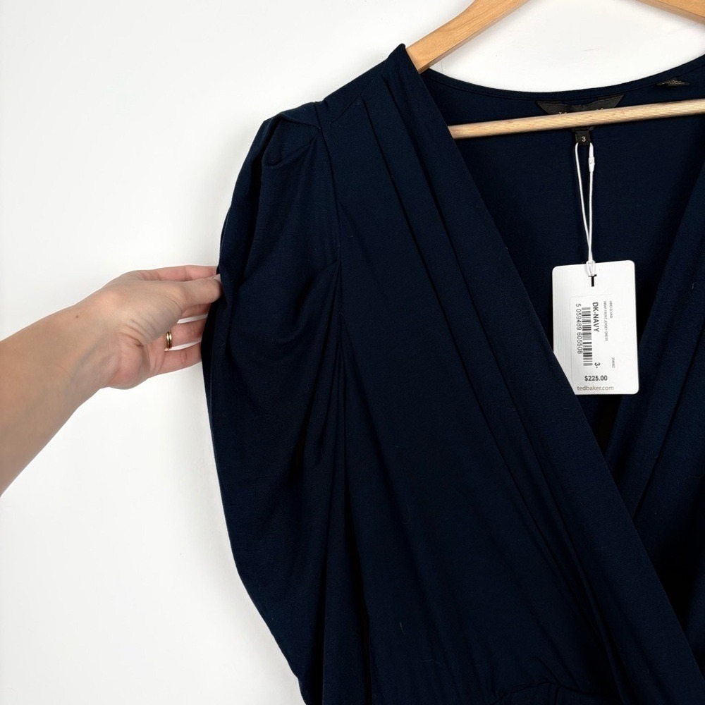 NWT Ted‎ Baker Elvasi Navy Blue Wrap Front Jersey Dress - Picture 7 of 8